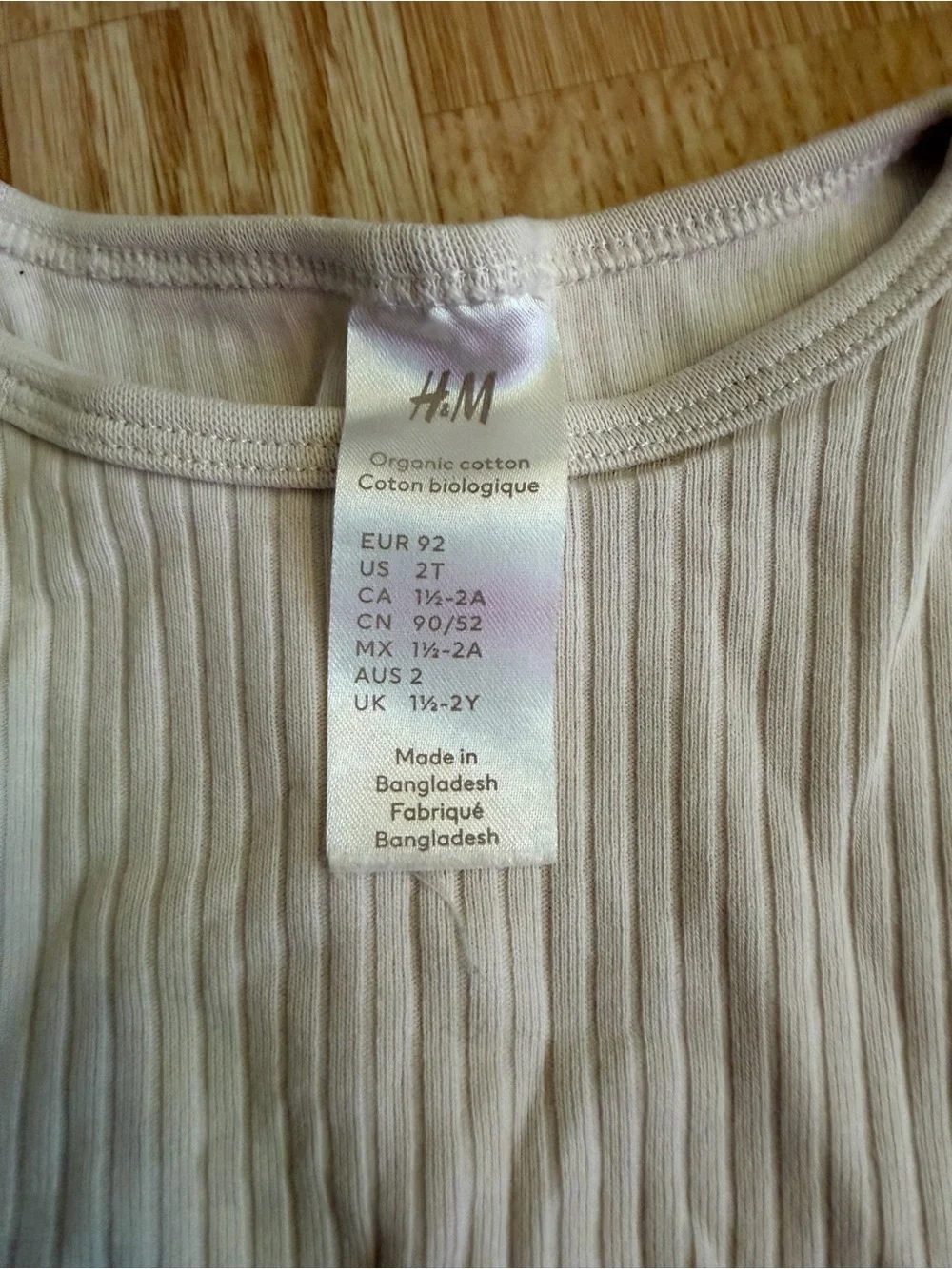 H&M Toddler Ribbed Organic Cotton Pajama Lounge Set Off White Size 2T